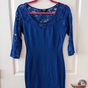Formal lace bodycon royal blue dress